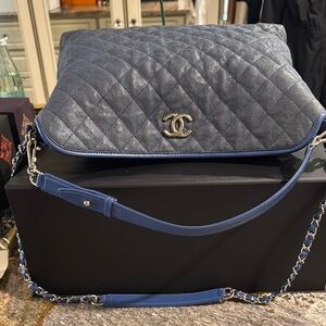 Chanel Blue Quilted Leather Shoulder Bag